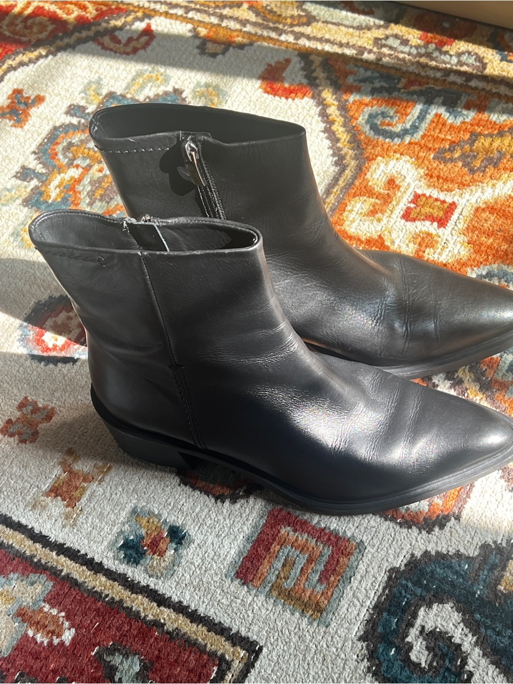 La CANADIENNE Black Leather Pointed Ankle Booties